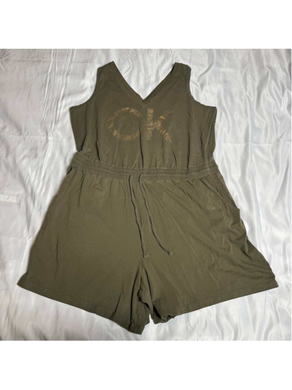 Women's Calvin Klein Olive Romper, Size 2X